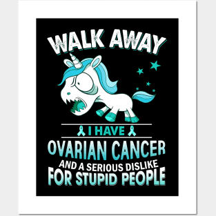 funny ovarian cancer grumpy unicorn warrior Posters and Art